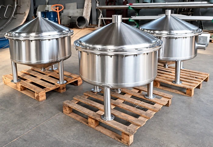 Conjunto de tanques em aço inoxidável